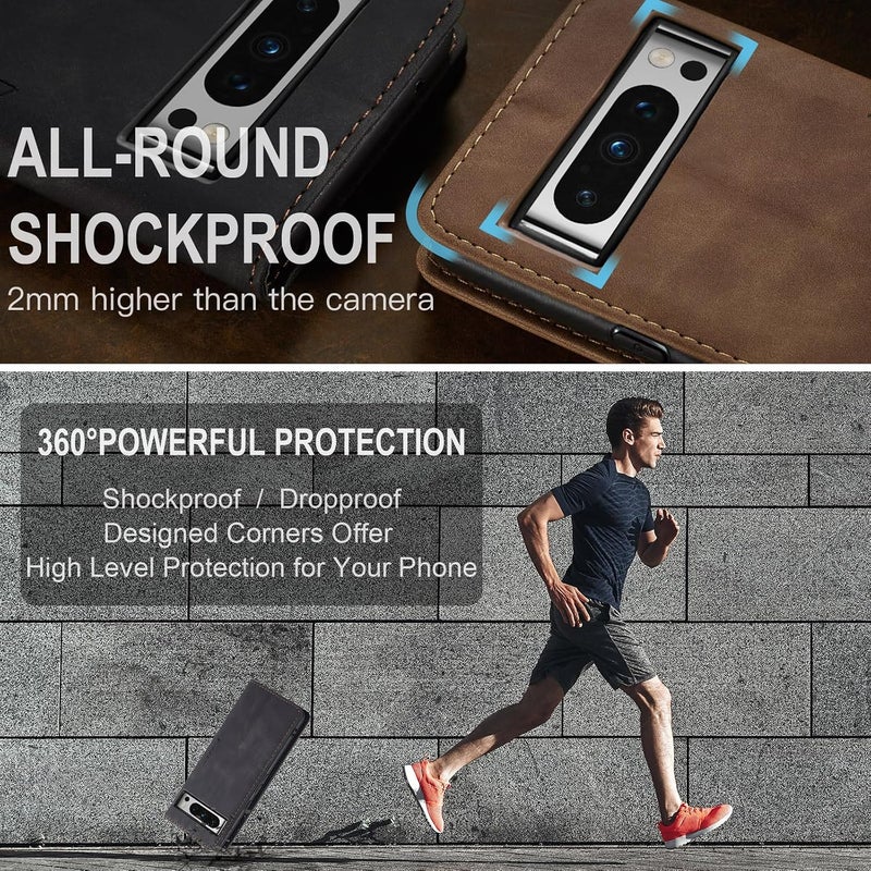Cracedily for Google 8 Pro Case, Flip Wallet Leather Case with Card Holder Magnetic Closure Shockproof Kickstand Protective Phone Cases Cover for Google 8 Pro,Black - Image 5