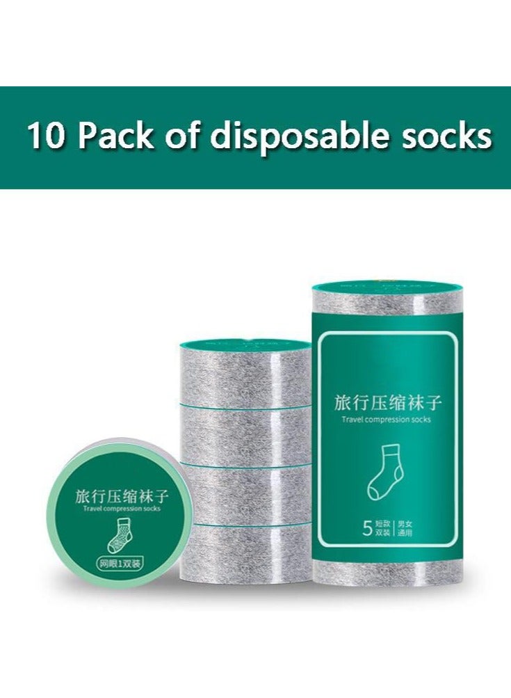 10 Pairs Disposable Socks for Women and Men,Disposable Cotton Socks Tube Stretch Travel Portable Hose,Try On Socks Disposable,Travel Accessories Suitable for Sports Business Travel-Grey - Image 2