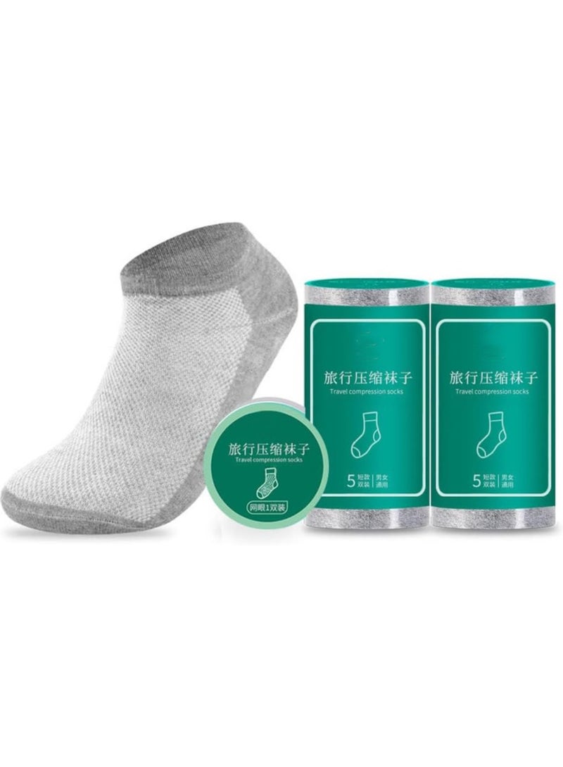 10 Pairs Disposable Socks for Women and Men,Disposable Cotton Socks Tube Stretch Travel Portable Hose,Try On Socks Disposable,Travel Accessories Suitable for Sports Business Travel-Grey - Image 1
