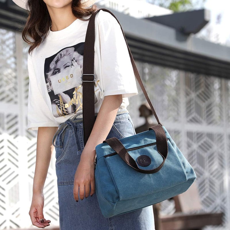 DOURR Store Hobo Handbags Canvas Crossbody Bags for Women, Multi Compartment Tote Purse Medium Satchel - Image 2