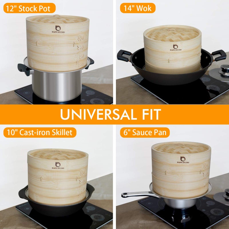 HAPPi STUDIO Steamer Ring Stainless Steel Adapter for 8 to 11inch Bamboo Steamer Baskets (Stainless Steel, Steamer Ring Only) - Image 3