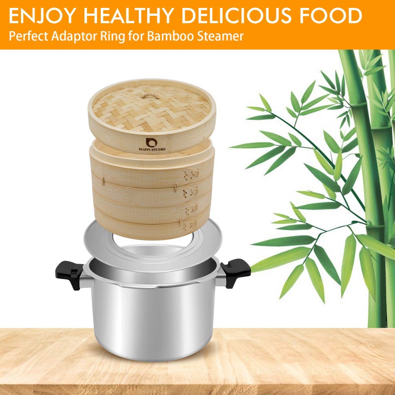 HAPPi STUDIO Steamer Ring Stainless Steel Adapter for 8 to 11inch Bamboo Steamer Baskets (Stainless Steel, Steamer Ring Only) - Image 5