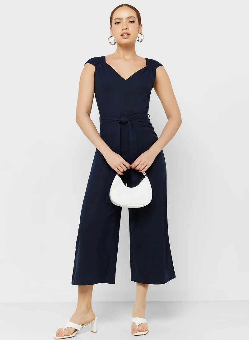 MANGO Belted Strap Jumpsuit