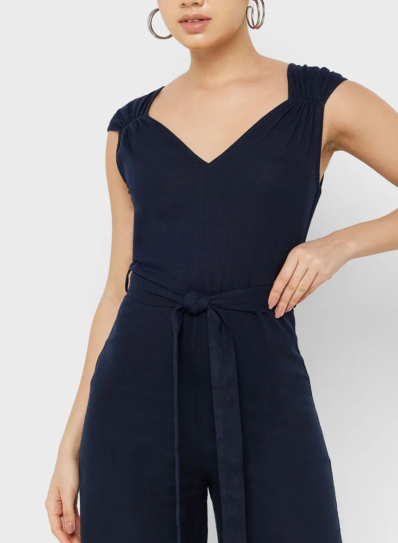MANGO Belted Strap Jumpsuit