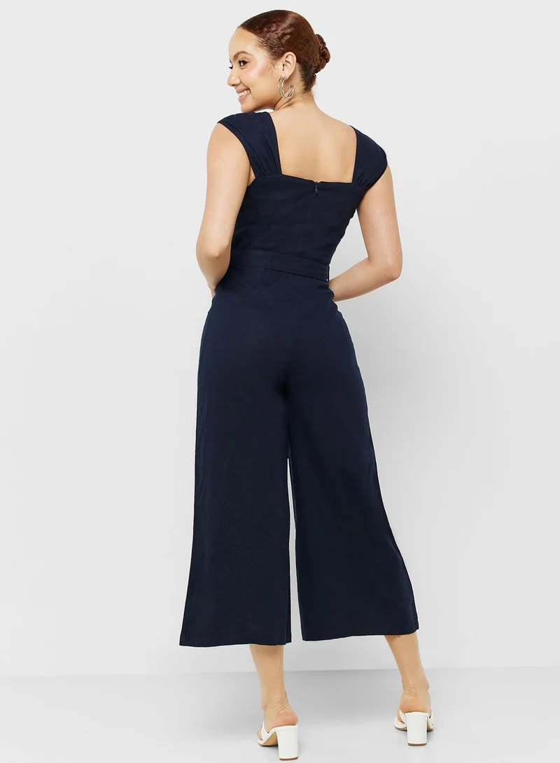 MANGO Belted Strap Jumpsuit