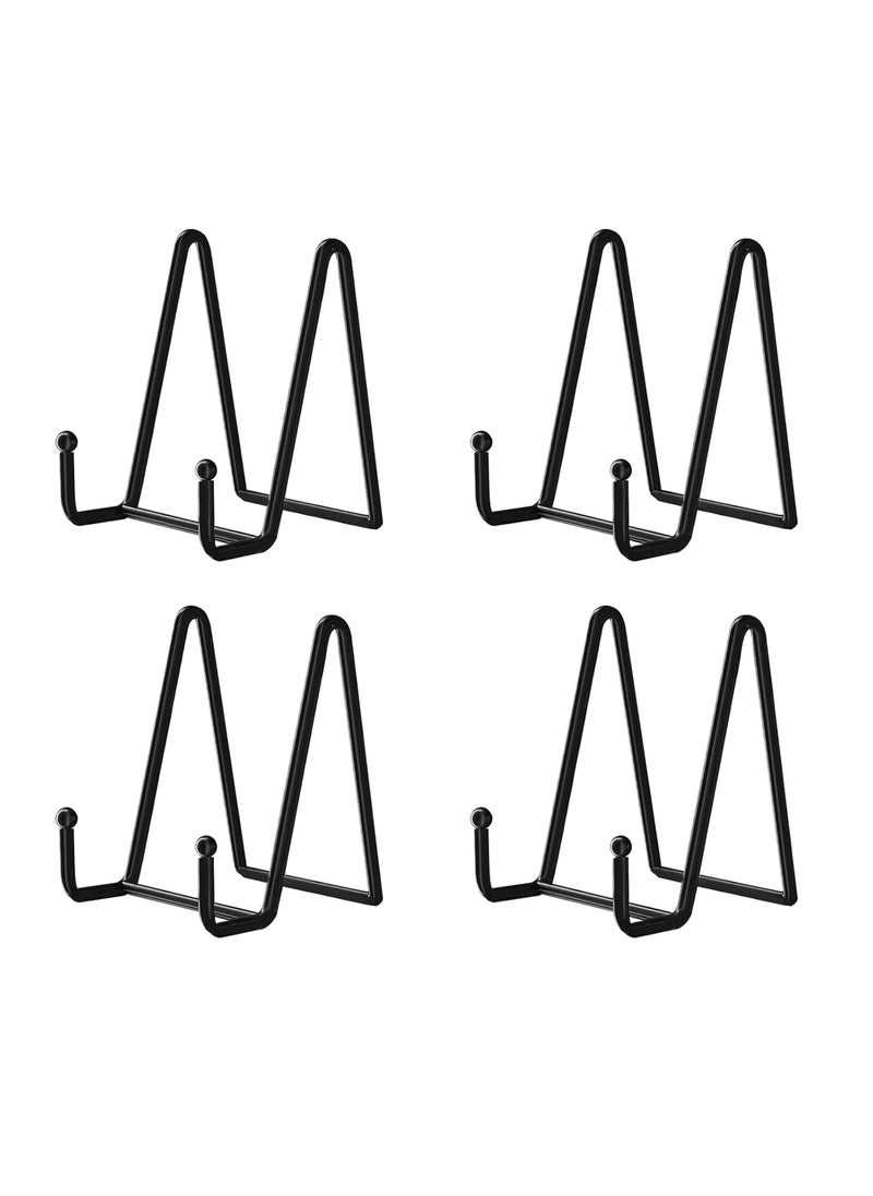 Decolore Decolore 4 Pack 4 Inch Display Stands Black Iron Easel for Plate Stand Plate Holder for Picture Decorative Plate Photo Easel Artistic Work Display Stand Picture Frames  - Image 1