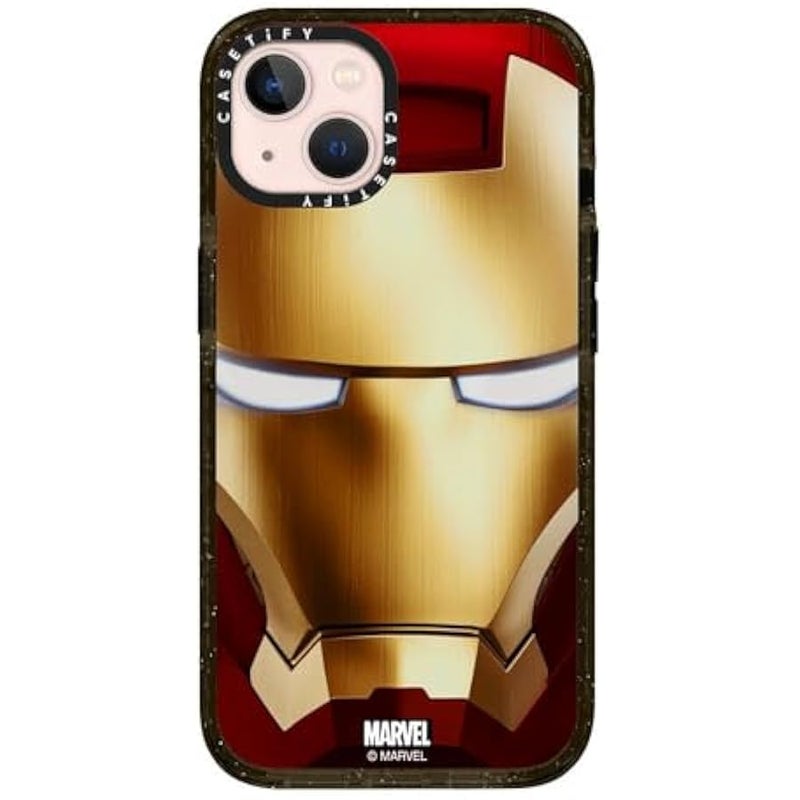 Casetify Impact iPhone 13 Case 【Iron Man Co-Lab / 6.6ft Drop Protection/Compatible with Magsafe】 - Iron Man Hero Mask - Clear Black - Image 1
