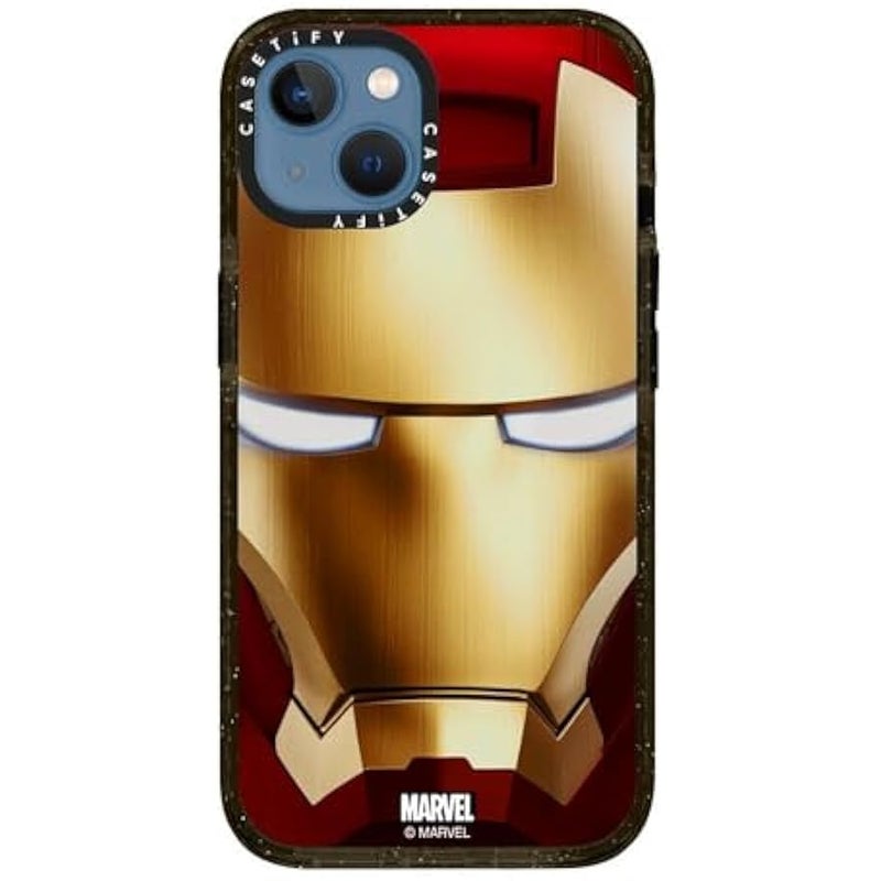 Casetify Impact iPhone 13 Case 【Iron Man Co-Lab / 6.6ft Drop Protection/Compatible with Magsafe】 - Iron Man Hero Mask - Clear Black - Image 5