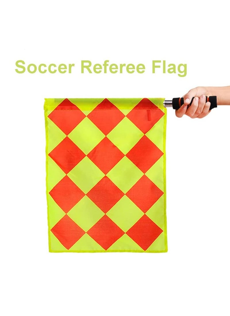 طقم Flags حكام كرة القدم ، بطاقات حمراء وصفراء مع دفتر وقلم رصاص ، أعلام مساعد حكم كرة القدم ، صافرات الفولاذ المقاوم للصدأ مع حبل للرياضة ، كرة القدم ، كرة السلة ، كرة القدم