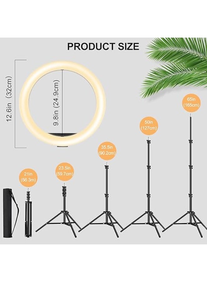 12-inch LED Ring Light with Tripod Stand & Phone Holder – Dimmable Selfie Light with 3 Modes & 10 Brightness Levels for Makeup, Vlog, Zoom & Live Streaming - Image 4