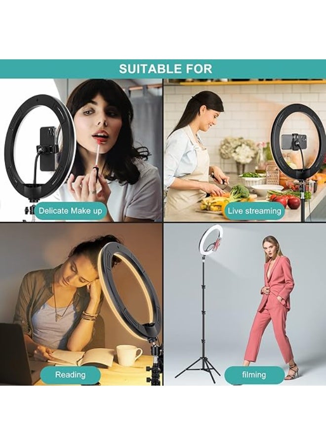 12-inch LED Ring Light with Tripod Stand & Phone Holder – Dimmable Selfie Light with 3 Modes & 10 Brightness Levels for Makeup, Vlog, Zoom & Live Streaming - Image 2