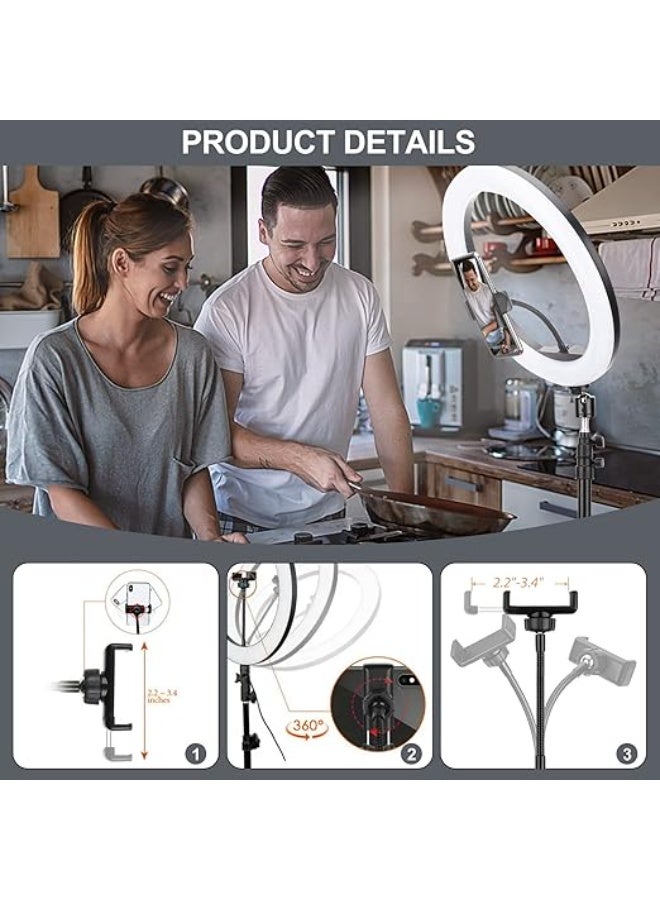 12-inch LED Ring Light with Tripod Stand & Phone Holder – Dimmable Selfie Light with 3 Modes & 10 Brightness Levels for Makeup, Vlog, Zoom & Live Streaming - Image 3