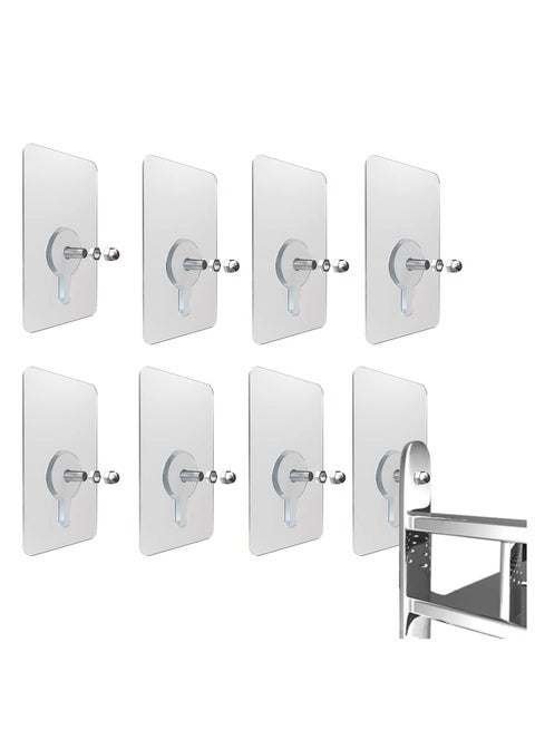 Adhesive Wall Hooks, 8pcs Heavy Duty Wall Hooks Self Adhesive Hook Strong Nail Transparent Screw Holder Self-Sticking Wall Hooks for Bathroom Kitchen Wall Hanging Ceiling, Screw Net Length 8mm
