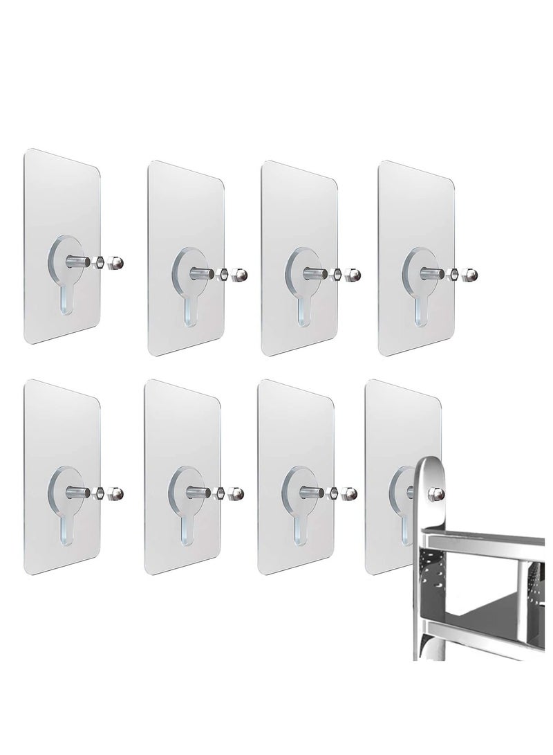Adhesive Wall Hooks, 8pcs Heavy Duty Wall Hooks Self Adhesive Hook Strong Nail Transparent Screw Holder Self-Sticking Wall Hooks for Bathroom Kitchen Wall Hanging Ceiling, Screw Net Length 8mm  - Image 1