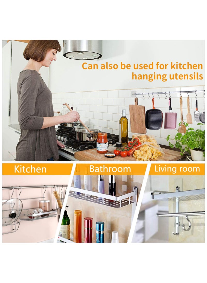 Adhesive Wall Hooks, 8pcs Heavy Duty Wall Hooks Self Adhesive Hook Strong Nail Transparent Screw Holder Self-Sticking Wall Hooks for Bathroom Kitchen Wall Hanging Ceiling, Screw Net Length 8mm  - Image 3