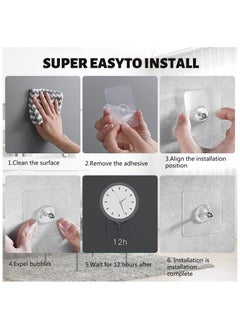 Generic Adhesive Wall Hooks, 8pcs Heavy Duty Wall Hooks Self Adhesive Hook Strong Nail Transparent Screw Holder Self-Sticking Wall Hooks for Bathroom Kitchen Wall Hanging Ceiling, Screw Net Length 8mm  - Image 4