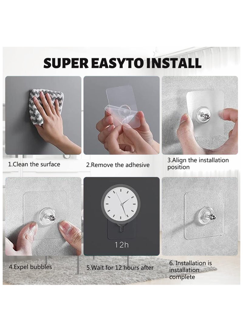 Adhesive Wall Hooks, 8pcs Heavy Duty Wall Hooks Self Adhesive Hook Strong Nail Transparent Screw Holder Self-Sticking Wall Hooks for Bathroom Kitchen Wall Hanging Ceiling, Screw Net Length 8mm  - Image 4