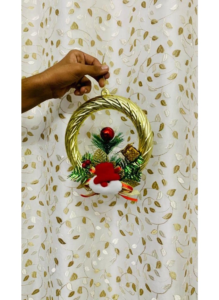 Lazybeee LAZYBEEE Wreath for Christmas Decoration Christmas Tree Pendant Decorations Wreath with Ribbon Bow Green String and red Cheers Christmas Tree Decoration Ornaments Items Xmas Bell Pack of 1  - Image 4