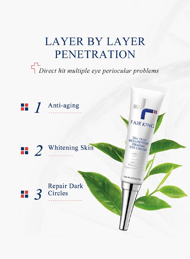 Fair King Tea Tree Hexapeptide Firming Eye Cream, Anti-Aging, Whitening Skin, Repairing Eye Care Essence - 15G - Image 3