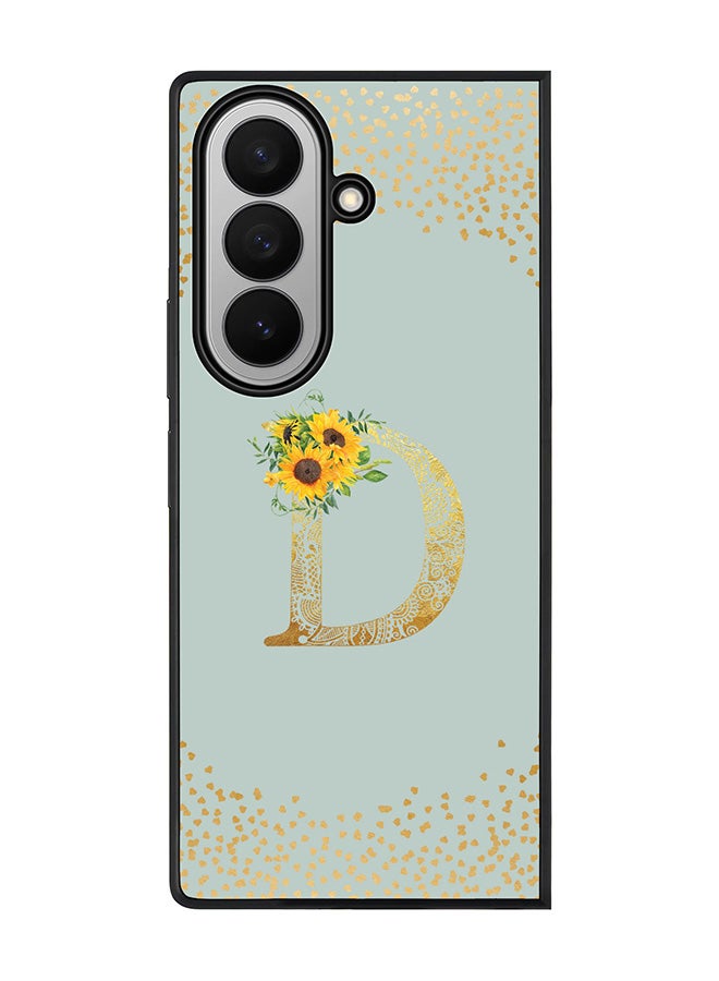 Stylizedd For Samsung Galaxy Z Fold7 Case,Slim fit Camera Protection, Shockproof Thin Phone cover  - Custom Floral Monogram - D  (Light Grey )