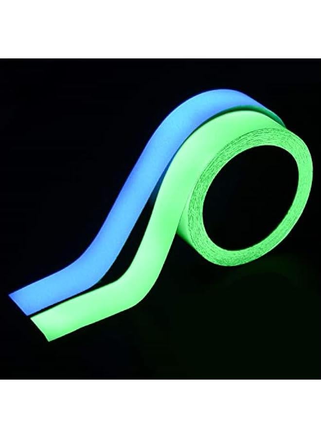 RYNX 2 Glow in The Dark Tape Green and Blue Glow Tape DIY Home Luminous Wall Sticker Tape Sticker Nonslip for Home Decoration and Dark Night e Signs 33 feet Length 0.7inch Width - Image 1