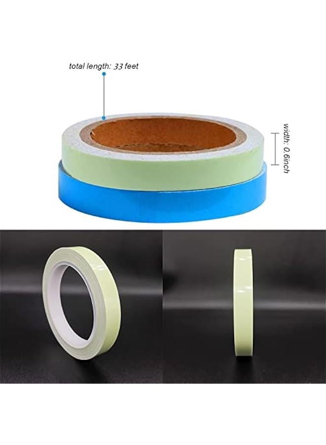 RYNX 2 Glow in The Dark Tape Green and Blue Glow Tape DIY Home Luminous Wall Sticker Tape Sticker Nonslip for Home Decoration and Dark Night e Signs 33 feet Length 0.7inch Width - Image 4