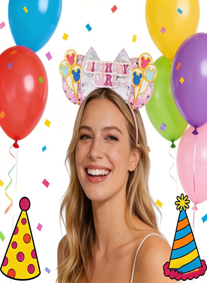 Bolonar Pink Birthday Headband for Women Cute Headband Birthday Party Favors Park Ears - Image 2