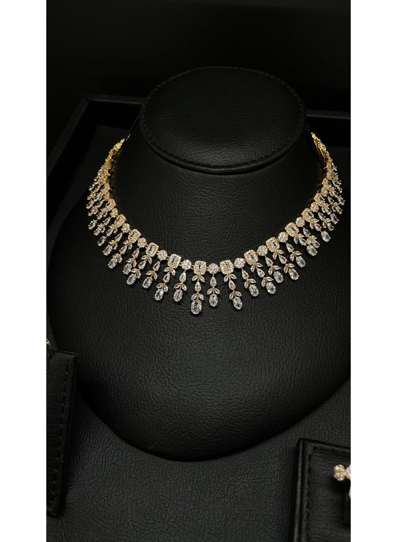 Elysian Luxury Full Set Zircon Gold Plated Jewelry Set  Elegant Full Zircon Gold Plated Jewelry Set for Women  Premium Zircon Gold Plated Complete Jewelry Set  Bridal Full Set Zircon Gold Plated Jewelry - Image 2