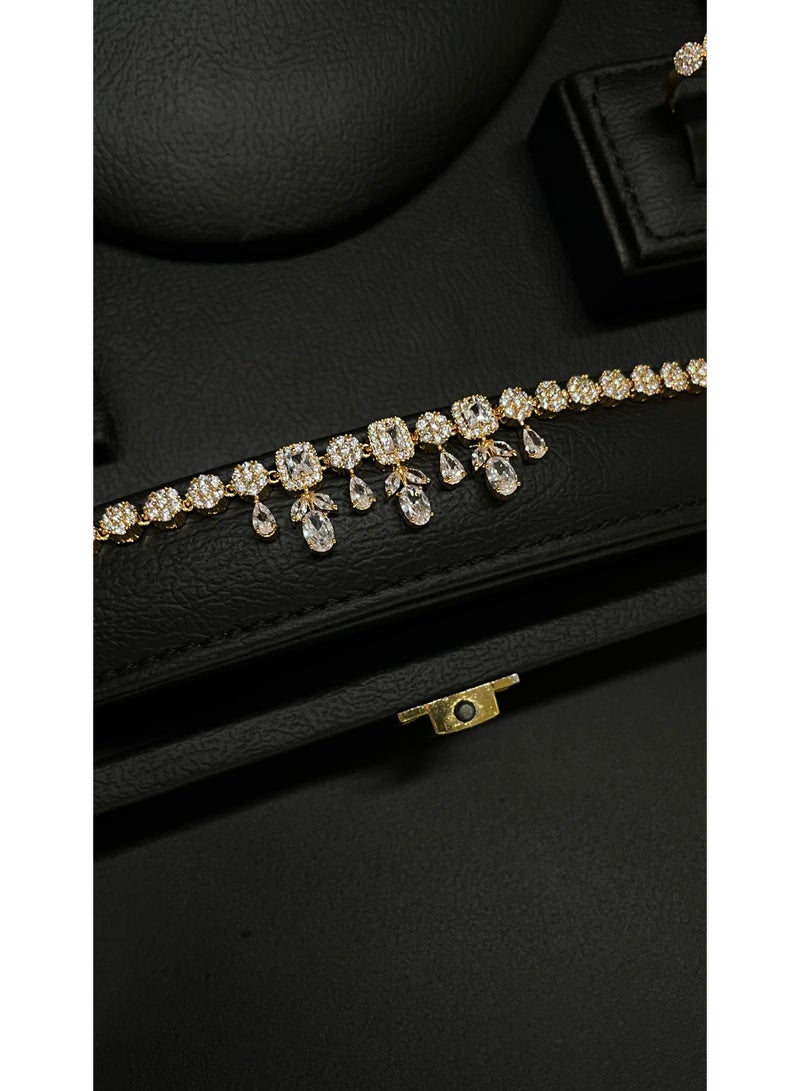 Elysian Luxury Full Set Zircon Gold Plated Jewelry Set  Elegant Full Zircon Gold Plated Jewelry Set for Women  Premium Zircon Gold Plated Complete Jewelry Set  Bridal Full Set Zircon Gold Plated Jewelry - Image 4