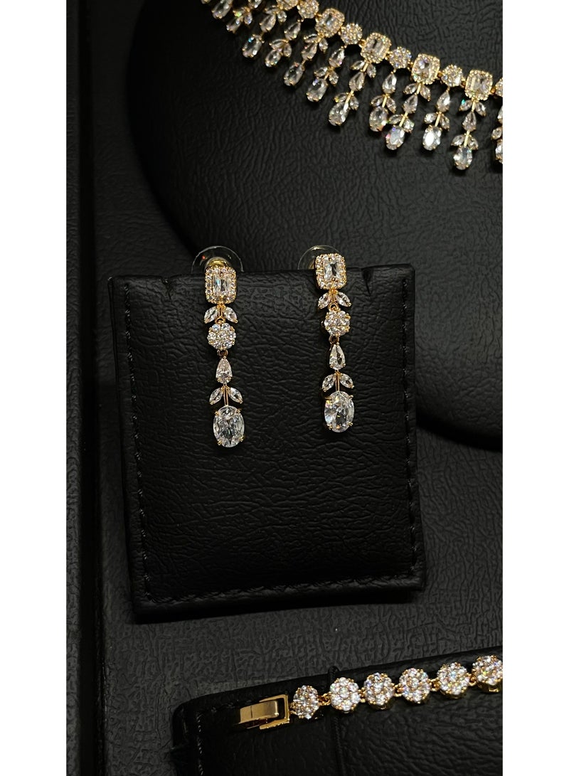 Elysian Luxury Full Set Zircon Gold Plated Jewelry Set  Elegant Full Zircon Gold Plated Jewelry Set for Women  Premium Zircon Gold Plated Complete Jewelry Set  Bridal Full Set Zircon Gold Plated Jewelry - Image 3