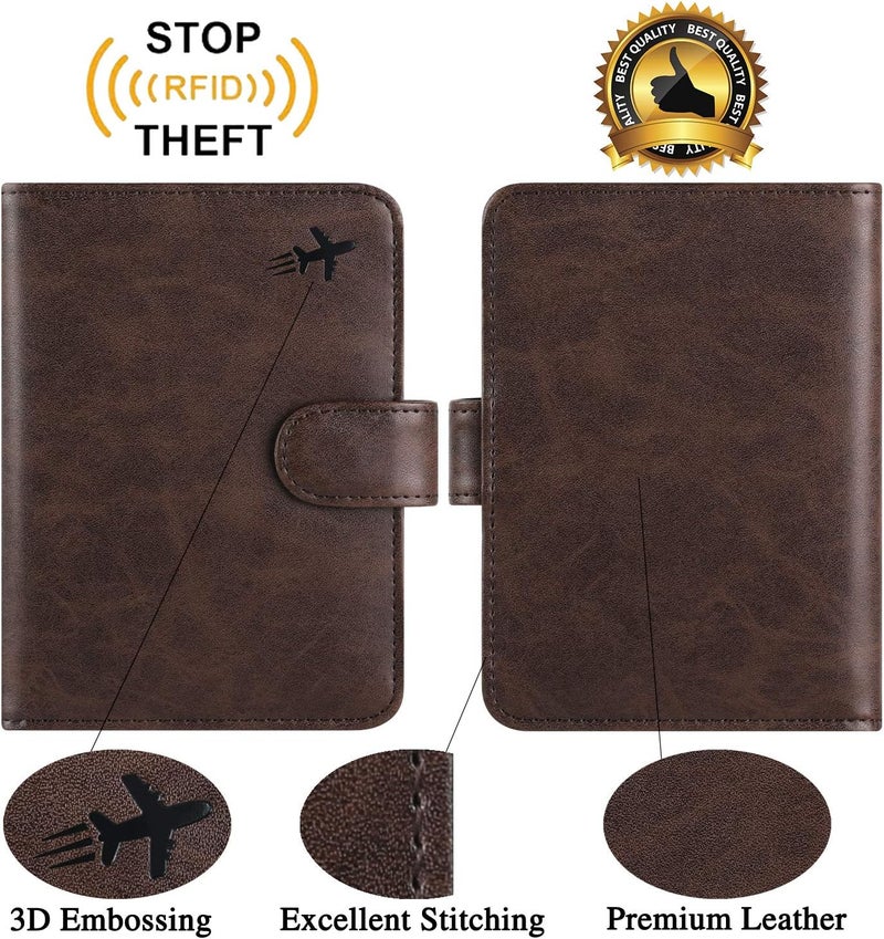 PASCACOO Passport Holder Cover Wallet RFID Blocking Leather Card Case Travel Accessories for Women Men, Z #Chocolate - Image 4