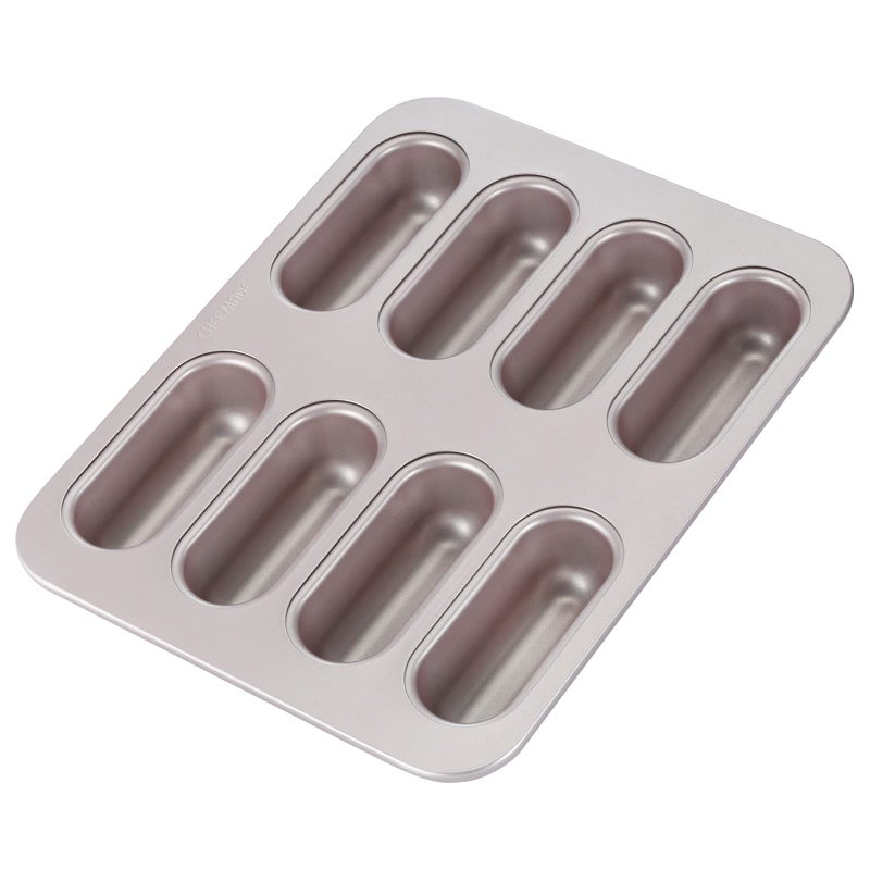 CHEFMADE Twinkie Cake Pan 8Cavity NonStick Mini HotdogShaped Muffin Eclair Bakeware for Oven Baking Champagne Gold