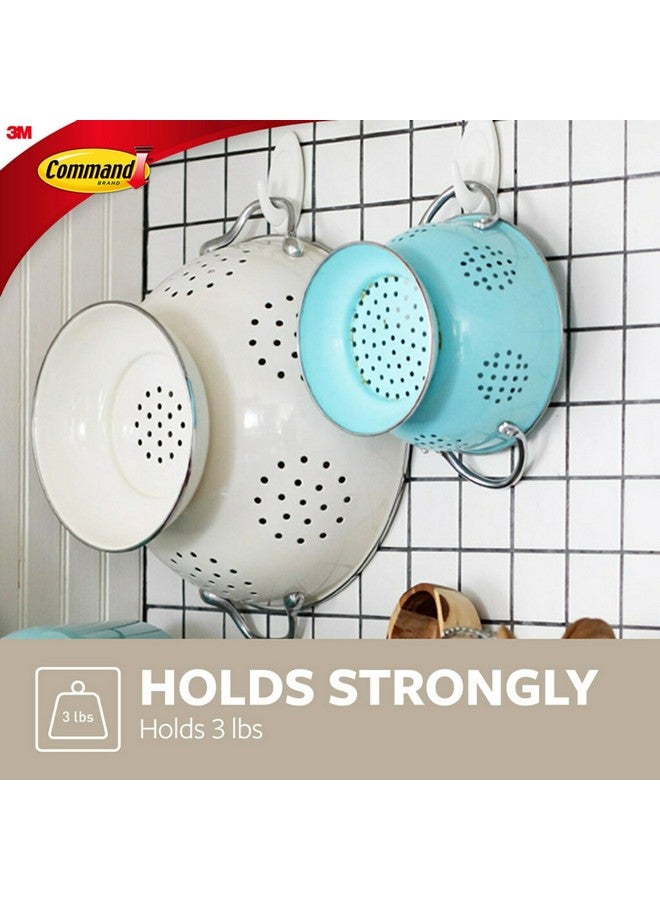 كوماند خطافات Command White Terrace، خطافان مع 4 شرائط Command، تتحمل حتى 3 أرطال، خطافات حائط معلقة خالية من التلف مع شرائط لاصقة، خطافات حائط بدون أدوات لتعليق الزخارف في أماكن المعيشة - Image 3