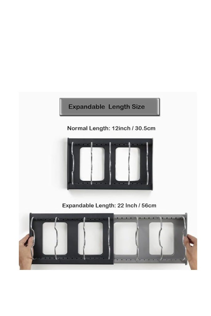 منظم رف لأغطية حلل الطهي والمقالي للمطبخ مكون من 7 طبقات قابل للتعديل من الفولاذ المقاوم للصدأ مع طريقتين للتركيب بنفسك لدولاب المطبخ، رف تخزين معلق على الطاولة - طول قابل للتوسيع  متعدد الالوان - Image 3