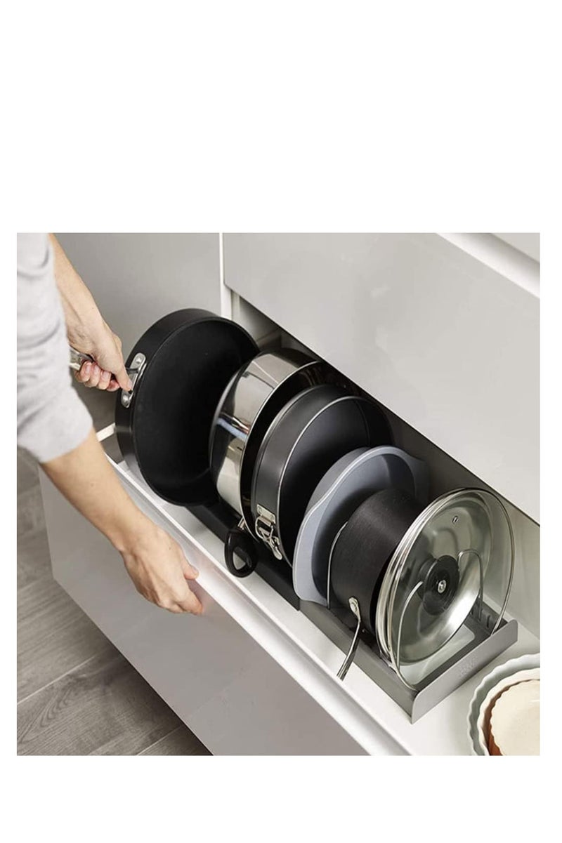 منظم رف لأغطية حلل الطهي والمقالي للمطبخ مكون من 7 طبقات قابل للتعديل من الفولاذ المقاوم للصدأ مع طريقتين للتركيب بنفسك لدولاب المطبخ، رف تخزين معلق على الطاولة - طول قابل للتوسيع  متعدد الالوان - Image 5