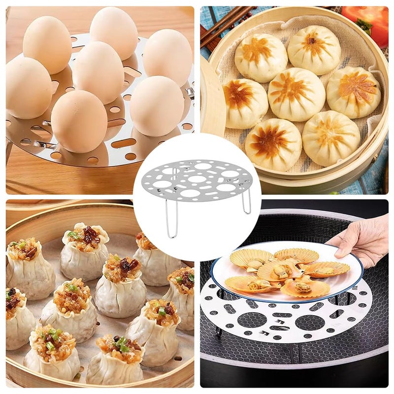 SUPVOX Supvox® Stainless Steel Egg Steamer Rack, Steam Plate with 7 Holes Heatproof Stand Vegetable Steamer Basket Kitchen Multipurpose Trivet, Folding Expandable Steamers for Various Size Pot - Image 4