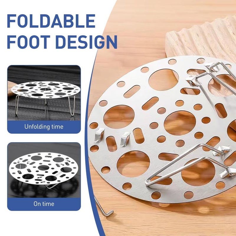 SUPVOX Supvox® Stainless Steel Egg Steamer Rack, Steam Plate with 7 Holes Heatproof Stand Vegetable Steamer Basket Kitchen Multipurpose Trivet, Folding Expandable Steamers for Various Size Pot - Image 5