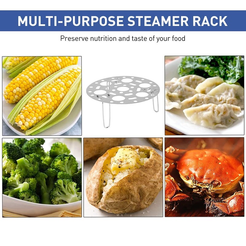SUPVOX Supvox® Stainless Steel Egg Steamer Rack, Steam Plate with 7 Holes Heatproof Stand Vegetable Steamer Basket Kitchen Multipurpose Trivet, Folding Expandable Steamers for Various Size Pot - Image 3