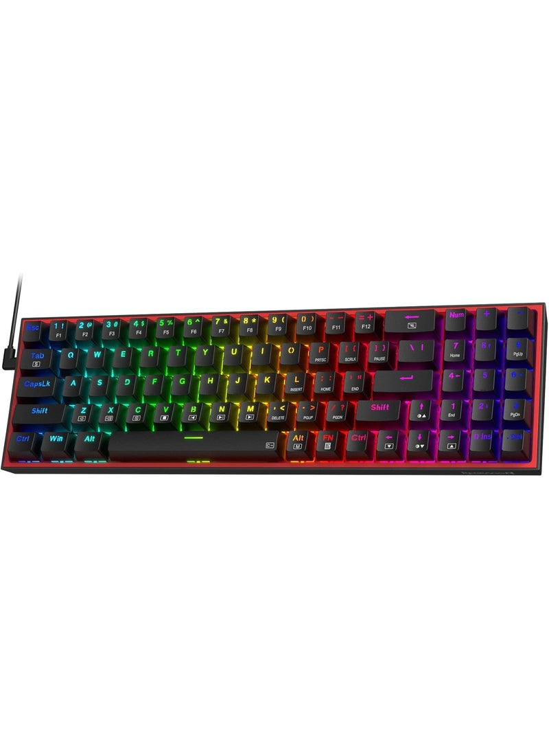 K628 Pollux 75% Wired RGB Gaming Keyboard, Compact 78 Keys Mechanical Keyboard with Hot-Swappable Switches, 100% Hot-Swap Socket, Free-Mod Plate Mounted PCB, Dedicated Arrow Keys & Numpad, Red - Image 1