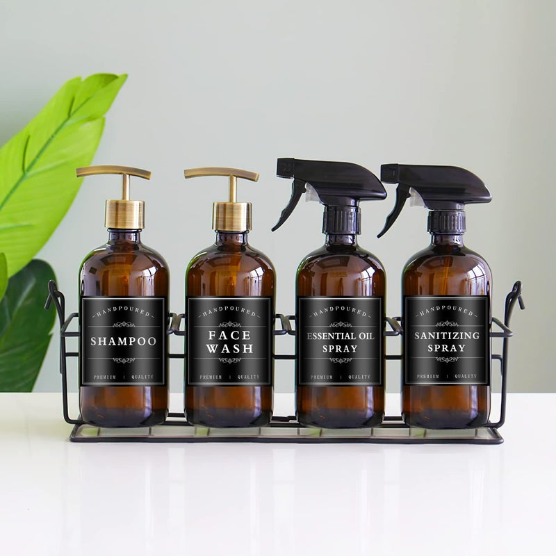 TESWEY White Waterproof Soap Labels for Plastic/Glass Bottles, Bathroom/Kitchen Hand Soap Dispenser Label Stickers, Removable Cleaning Bottle Labels for Soap, Lotion, Shampoo Conditioner, 12Pack (Black) - Image 5