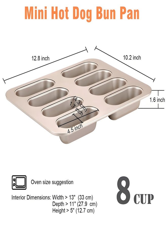 DWWTKL 8-Cavity Nonstick Hot Dog Bun Pan Heavy Duty Steel Baking Mini Hotdog Bun Pans for Bread Muffin Cake Mini Baguette Hamburgers Sandwich Mold - Image 2