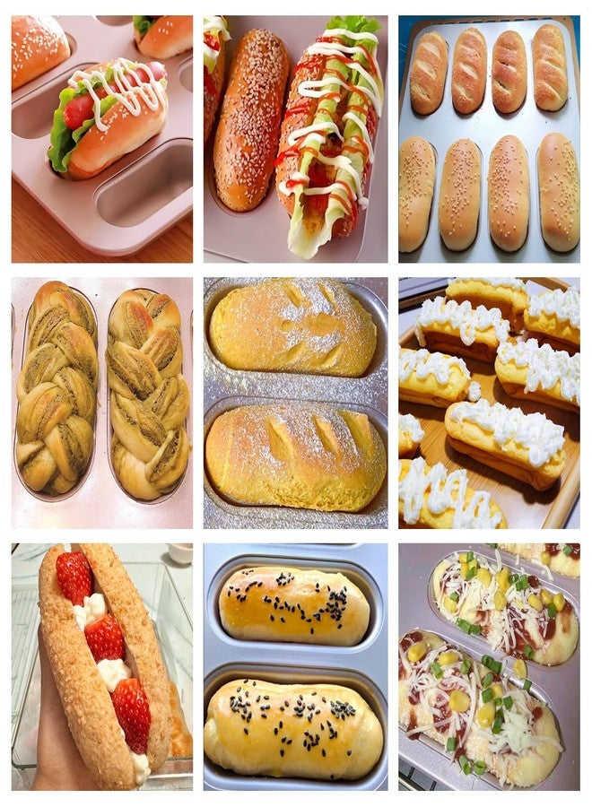 DWWTKL 8-Cavity Nonstick Hot Dog Bun Pan Heavy Duty Steel Baking Mini Hotdog Bun Pans for Bread Muffin Cake Mini Baguette Hamburgers Sandwich Mold - Image 5
