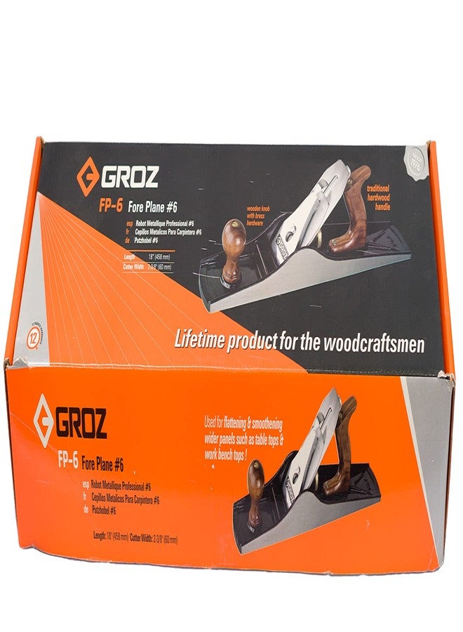 جروز Groz 39703 FP/6 Fore Plane #6 60 مم 458 مم طول، مسوي يدوي قابل للتعديل - Image 2