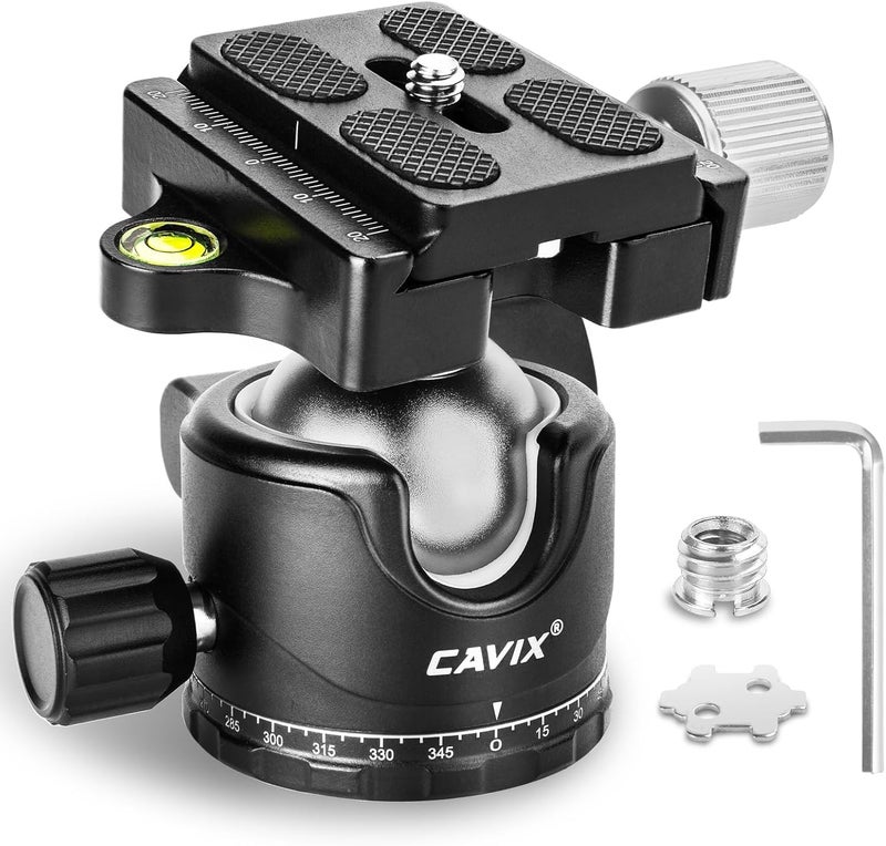 CAVIX Ball Head Mount, 36mm Ball Head Camera Tripod Head with 1/4“ Arca Swiss Quick Release Plate for Tripod, Monopod, DSLR, Camera,Load 33lb/15kg - Image 1