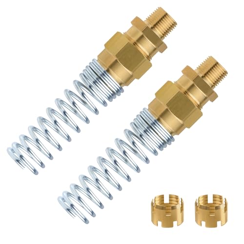 Dazakoot Brass DOT Air Brake Hose End Fitting Dazakoot 38 Hose x 38 Male Connector with Spring Guard 2 Pack Air Brake Hoses Fitting with 2 Pack Fitting Sleeve Tube - Image 1