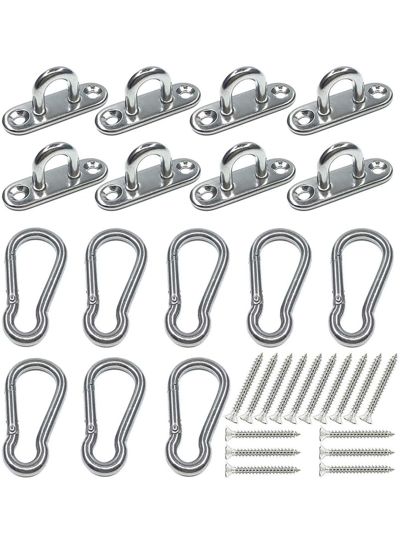 Stainless Steel Ceiling Hook Pad Eye Plate Wall Mount Hook 1.8 inch Marine Hardware Staple Loop Screws Set 600LB Loading Capacity (Pack of 8) - Image 1