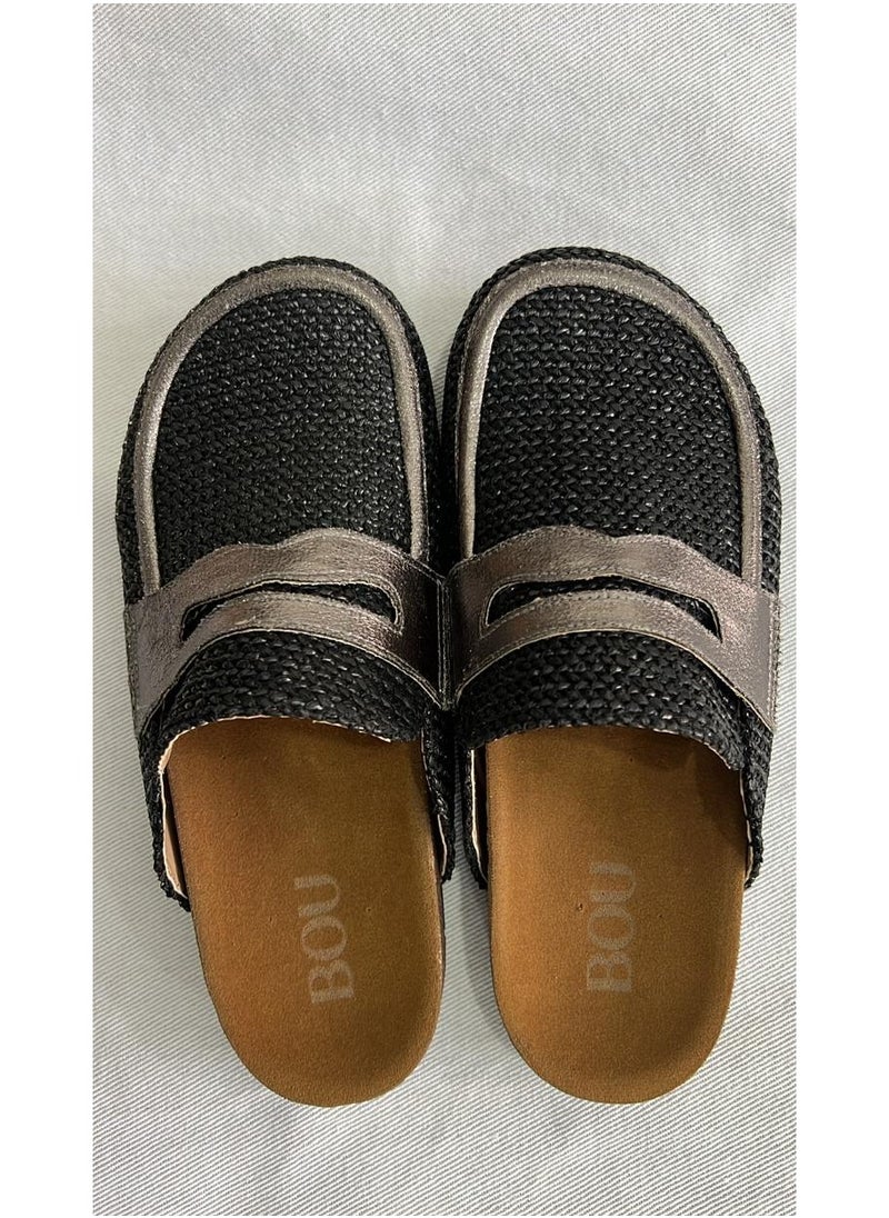 BOU - Burlap Loafer Clogs - Image 1