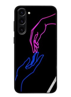 Protective Case Cover For Samsung Galaxy S23 Plus Hands In Neon Lights Design Multicolour