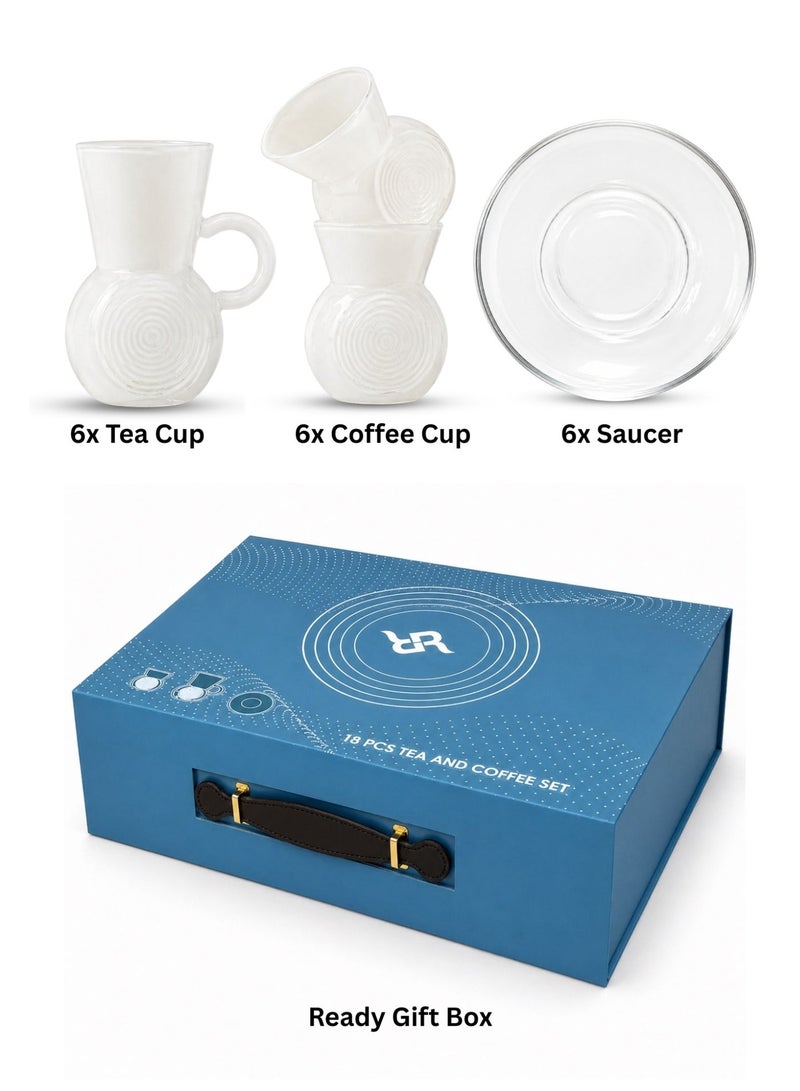 Raz 18 Pieces Solis Glass Tea & Coffee Cups Set | Elegant Arabic Tea Glasses | Luxury Gift Box - Image 2