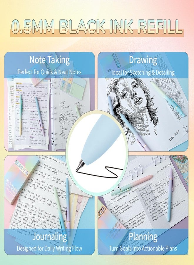 مجموعة أقلام جل من UIXJODO، 6 قطع، 0.5 مم، سريعة الجفاف، حبر أسود، رأس رفيع، كتابة سلسة، هدايا لطيفة للمكتب والمدرسة للنساء والمعلمات والطالبات (6 قطع، لون ذهبي متدرج). - Image 4